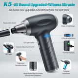 KACNON K5 Compressed Air Duster, 3-Gear Dust Blower Electric Air Duster for Computer Cleaning, 15W Fast Charging, LED Light & 4 Battry Indicator, 7500mAh Replace Air Cans